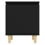 Comodino con Gambe in Legno Massello Nero 40x30x50 cm