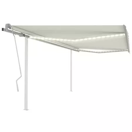 Tenda da Sole Retrattile Manuale con LED 4x3 m Crema