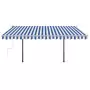 Tenda da Sole Retrattile Manuale con LED 4x3 m Blu e Bianca