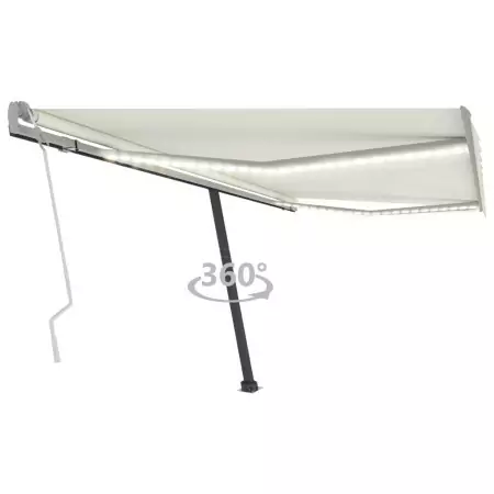 Tenda da Sole Retrattile Manuale con LED 400x300 cm Crema