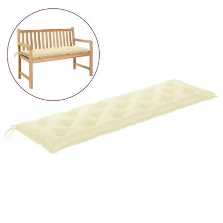 Cuscino per Panca da Giardino Bianco Crema 180x50x7 cm Tessuto