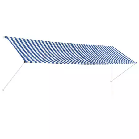 Tenda da Sole Retrattile 400x150 cm Blu e Bianco