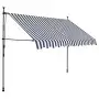 Tenda da Sole Retrattile Manuale con LED 250 cm Blu e Bianco