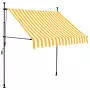 Tenda da Sole Retrattile Manuale LED 150 cm Bianco e Arancione