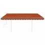 Tenda da Sole Retrattile Manuale con Pali 4x3m Arancio Marrone