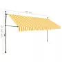 Tenda da Sole Retrattile Manuale LED 400 cm Bianco e Arancione