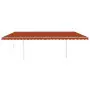 Tenda da Sole Retrattile Manuale con LED 6x3 m Arancio Marrone