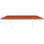 Tenda da Sole Retrattile Manuale con Pali 6x3 m Arancio Marrone