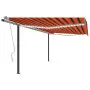 Tenda da Sole Retrattile Manuale con LED 4x3 m Arancio Marrone