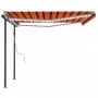 Tenda da Sole Retrattile Manuale con LED 4x3 m Arancio Marrone