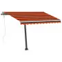 Tenda da Sole Manuale con LED 300x250 cm Arancione e Marrone