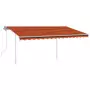 Tenda da Sole Retrattile Manuale con LED 4x3 m Arancio Marrone