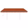 Tenda da Sole Retrattile Manuale con LED 4x3 m Arancio Marrone