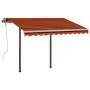 Tenda da Sole Retrattile Manuale LED 3x2,5cm Arancio Marrone