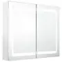 Armadietto Bagno con Specchio e LED Bianco Lucido 80x12x68 cm