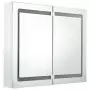 Armadietto Bagno con Specchio e LED Bianco Lucido 80x12x68 cm