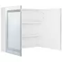 Armadietto Bagno con Specchio e LED Bianco Lucido 80x12x68 cm