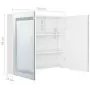 Armadietto Bagno con Specchio e LED Bianco Lucido 80x12x68 cm