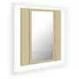 Armadietto a Specchio con Luci LED Rovere Sonoma 40x12x45 cm