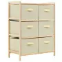 246439  Storage Rack with 6 Fabric Baskets Cedar Wood Beige