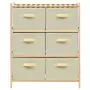 246439  Storage Rack with 6 Fabric Baskets Cedar Wood Beige