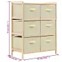 246439  Storage Rack with 6 Fabric Baskets Cedar Wood Beige