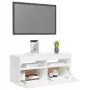 Mobile Porta TV con Luci LED Bianco Lucido 90x35x40 cm