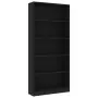 Libreria a 5 Ripiani Nera 80x24x175 cm in Truciolato