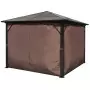 Gazebo con Tenda Marrone in Alluminio 300 x 300 cm