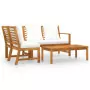 Set Divani da Giardino 4 pz con Cuscini Crema in Legno Acacia