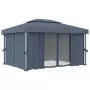 Gazebo con Tende e Stringa di Luci LED 4x3 m Antracite