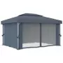 Gazebo con Tende e Stringa di Luci LED 4x3 m Antracite