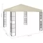 Gazebo con Stringa di Luci LED 3x3 m Crema