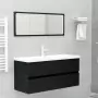 Mobile da Bagno con Lavabo Integrato Nero in Truciolato