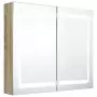 Armadietto Bagno con Specchio e LED Rovere 80x12x68 cm