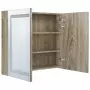 Armadietto Bagno con Specchio e LED Rovere 80x12x68 cm