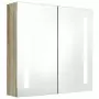 Armadietto Bagno con Specchio e LED Rovere 62x14x60 cm