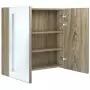 Armadietto Bagno con Specchio e LED Rovere 62x14x60 cm