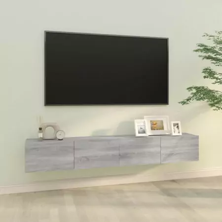 Mobili TV Parete 2pz Grigio Sonoma 100x30x30 Legno Multistrato