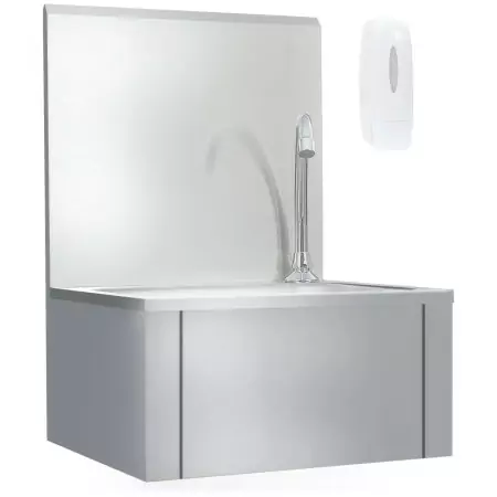 Lavandino con Rubinetto e Dispenser Sapone in Acciaio Inox