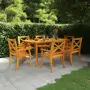 Set da Pranzo per Giardino 7 pz in Legno Massello di Acacia