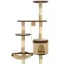 Albero Gatti Tiragraffi in Sisal a Muro 194 cm Beige e Marrone