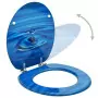 Tavoletta WC con Coperchio MDF Blu Design Goccia d'Acqua