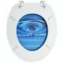 Tavoletta WC con Coperchio MDF Blu Design Goccia d'Acqua