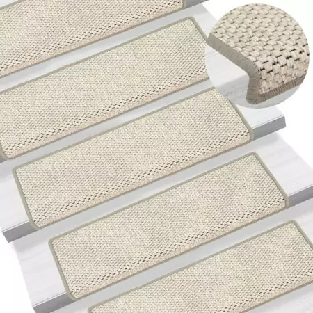 Tappeti Autoadesivi Scale Aspetto Sisal 15 pz 65x25 cm Beige