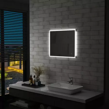 Specchio da Parete a LED per Bagno con Sensore Tattile 60x50 cm