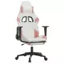 Sedia da Gaming con Poggiapiedi Bianco e Rosa in Similpelle