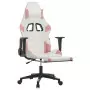 Sedia da Gaming con Poggiapiedi Bianco e Rosa in Similpelle