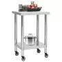 Tavolo da Lavoro Cucina con Ruote 60x60x85 cm in Acciaio Inox