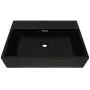 Lavandino con Foro Rubinetto in Ceramica Nero 76x42,5x14,5 cm